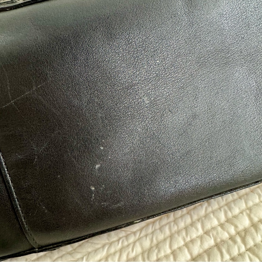 SOLD Coach Colette Signature Overlay Leather Tote – Olive & Black (16449) - Picture 15 of 17